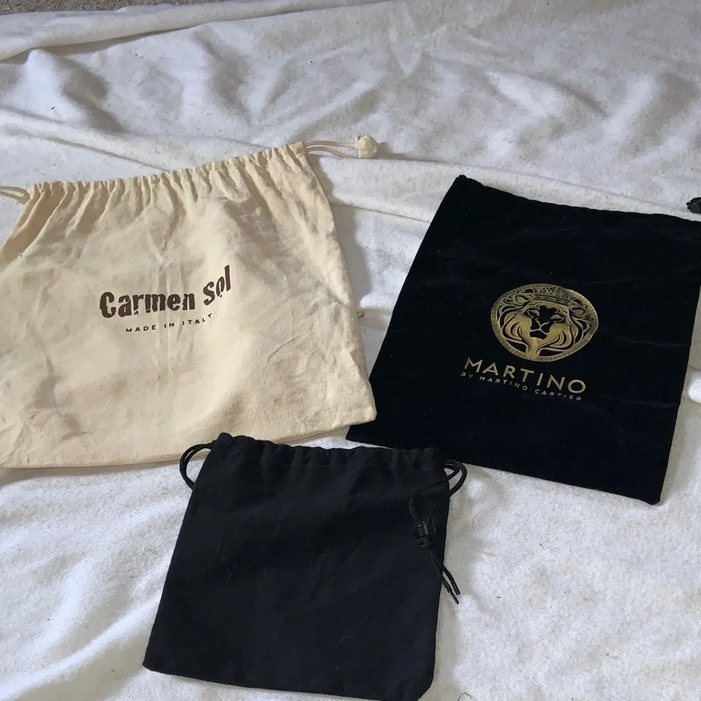 Lot of 3 black & Beige Drawstring dust cover Bags for purses shoes etc all incl